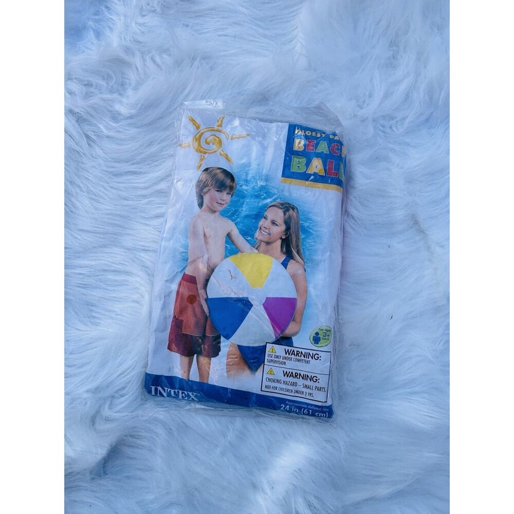 Vintage 2009 Intex The Wet Set 24" Beach Ball #59030 White Pink Yellow Blue‎